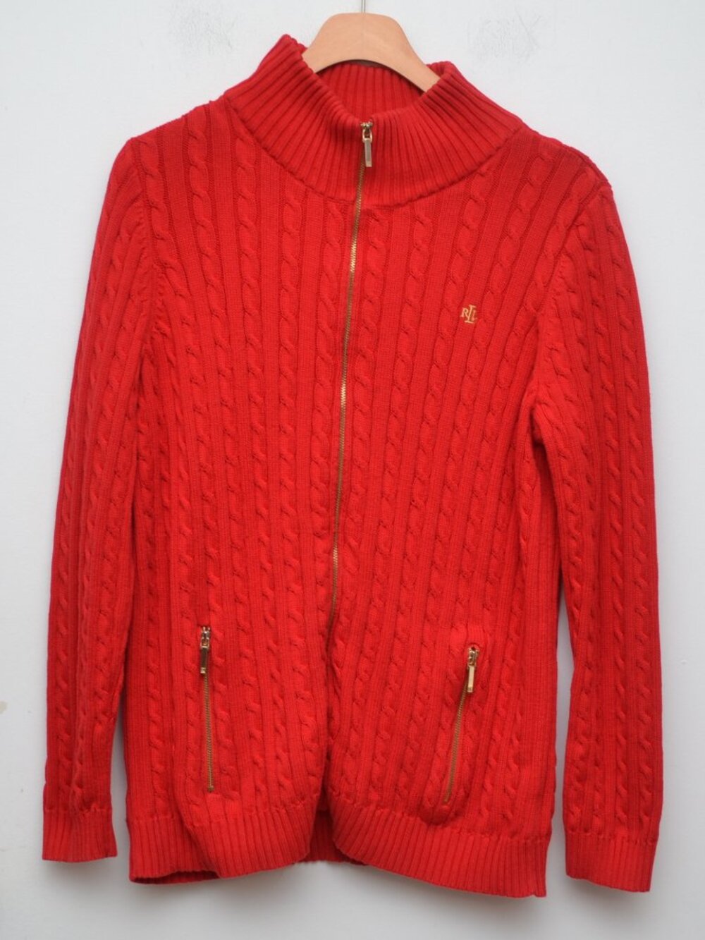 Lauren by Ralph Lauren Women's Cable Knit Full Zip Sweater 1X Pre Owned